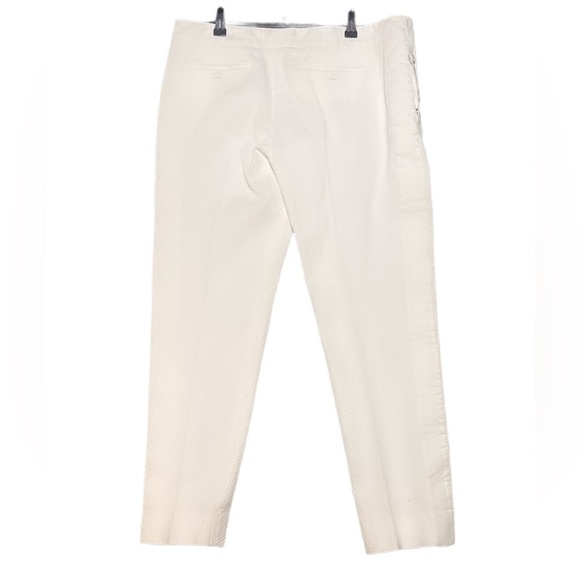 Authentic cream Ferragamo cotton side snap pocket button textured dress pant 44 - Picture 3 of 5